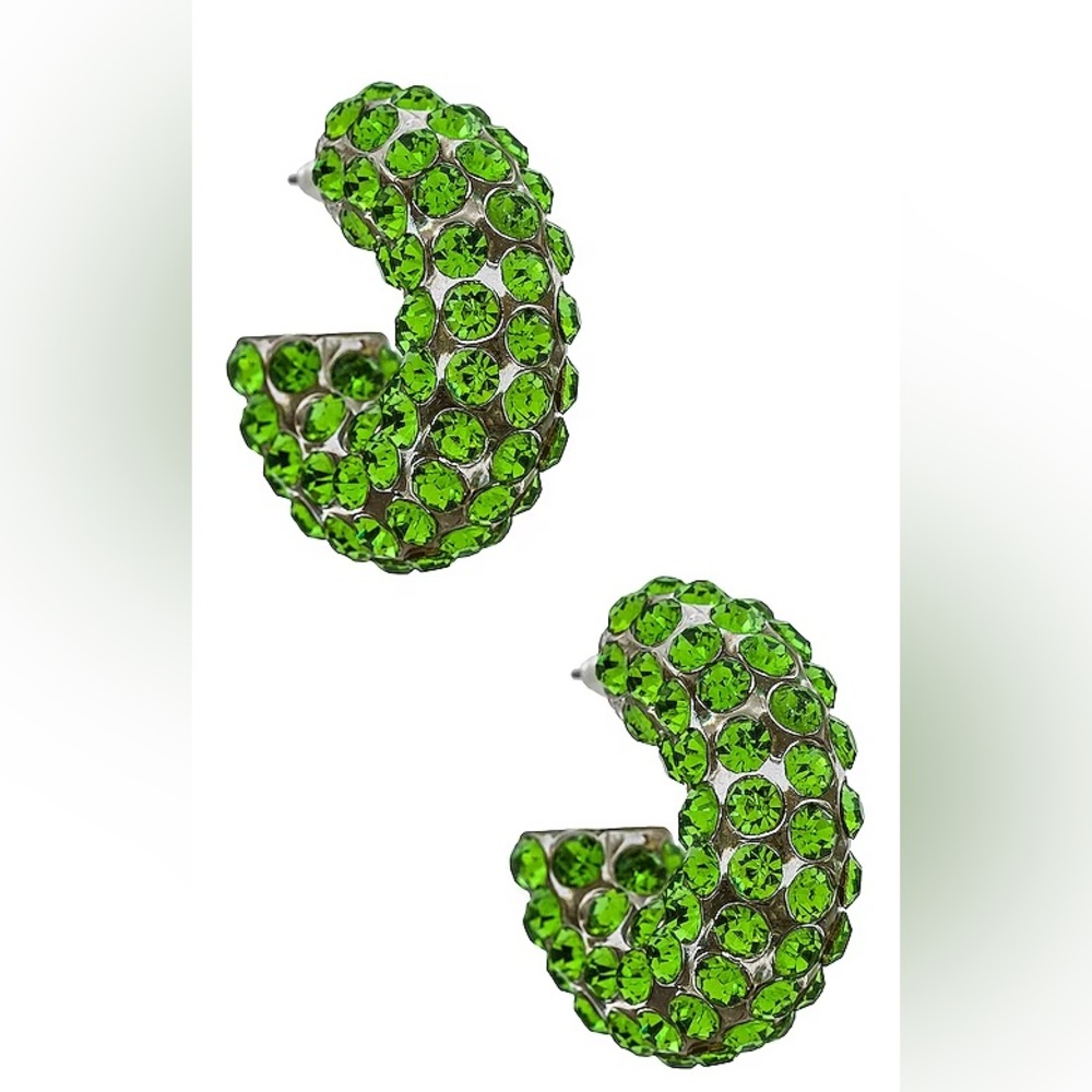 8 Other Reasons Green Crystal Chunky Hoops